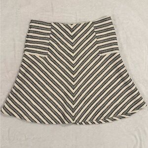 LOFT Chevron Stripe Mini Skirt XS Black White